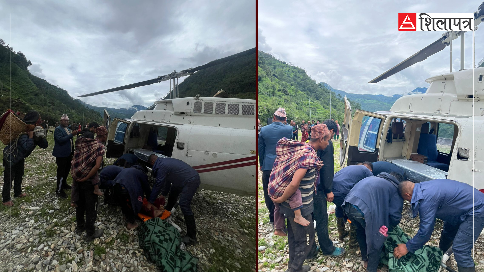 जाजरकोटका भूकम्पपीडितको टहरोमा पहिरो खस्यो, चार जनाको हेलीबाट उद्धार