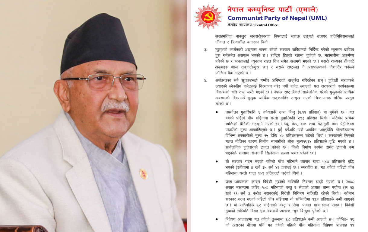 सरकारप्रति एमालेका ६ आरोप: अस्थिरता सिर्जनादेखि दण्डहीनताको प्रोत्साहनसम्म