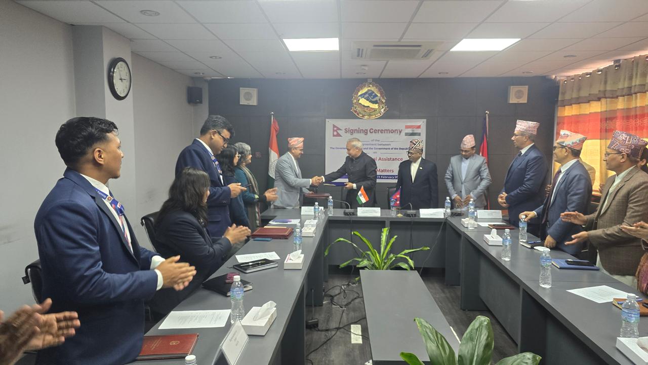नेपाल र भारतबीच फौजदारी कानुनी सहायतासम्बन्धी सम्झौतापत्रमा हस्ताक्षर