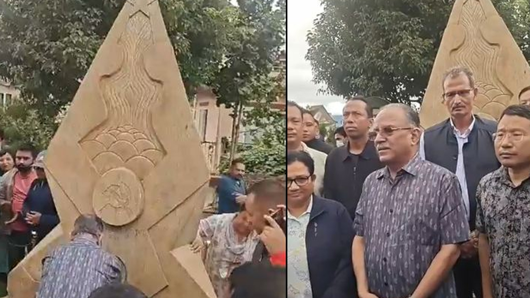 खण्डहर पार्टी कार्यालयमा प्रचण्ड, भने– यो भन्दा भव्य पार्टी कार्यालय निर्माण गर्छौँ