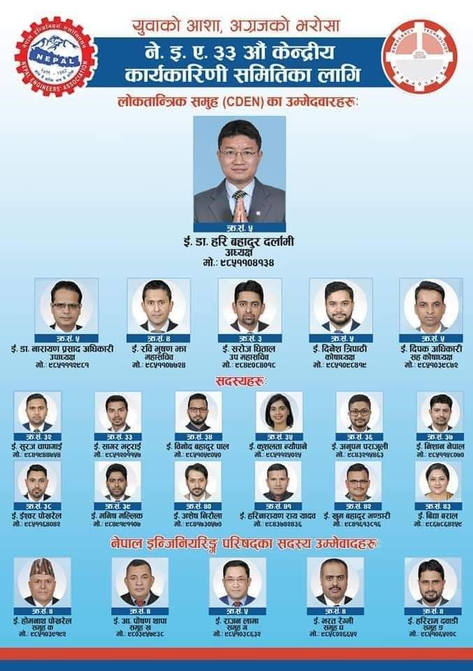 इन्जिनियर्स एसोसिएसनमा दर्लामी नेतृत्वको प्यानलै निर्वाचित