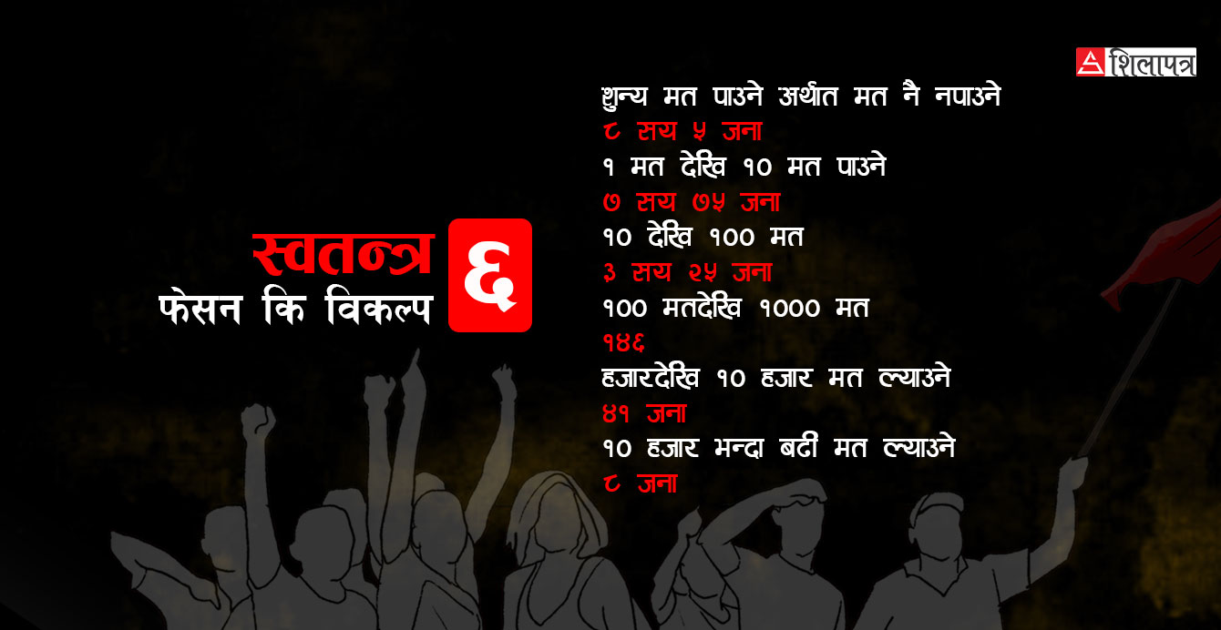 स्वतन्त्रको गणित : १ प्रतिशत सफल, ४० प्रतिशतको शून्य मत, तर दलकै स्वतन्त्र हुन्छन् हाबी