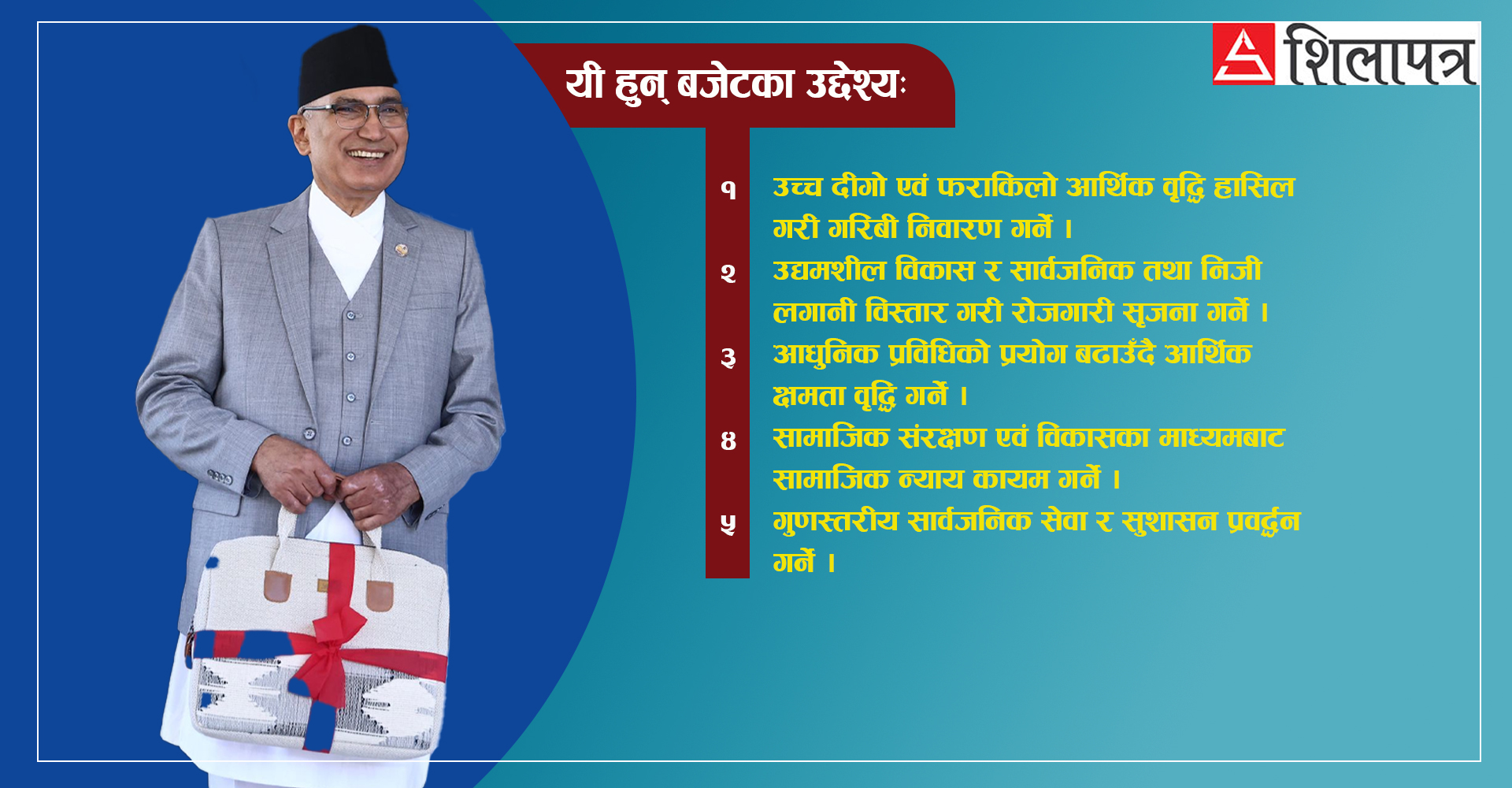 यी हुन् बजेटका पाँच उद्देश्य 