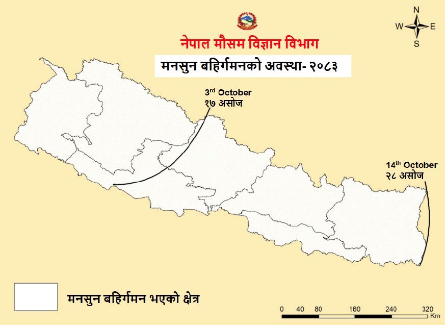 नेपालबाट पूर्ण रूपमा बाहिरियो यस वर्षको मनसुन